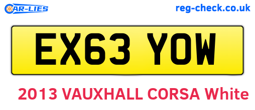 EX63YOW are the vehicle registration plates.