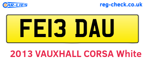 FE13DAU are the vehicle registration plates.