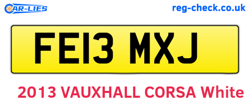 FE13MXJ are the vehicle registration plates.