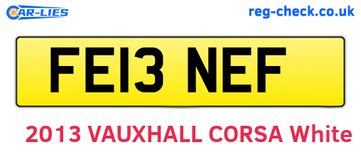 FE13NEF are the vehicle registration plates.