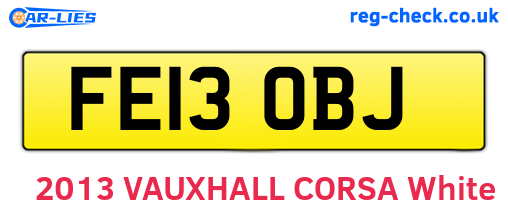 FE13OBJ are the vehicle registration plates.