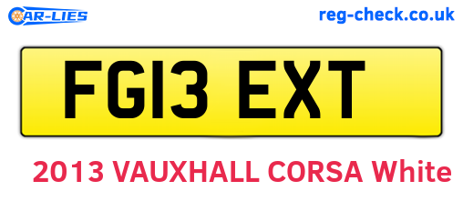 FG13EXT are the vehicle registration plates.