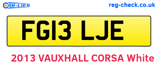 FG13LJE are the vehicle registration plates.