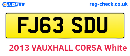 FJ63SDU are the vehicle registration plates.