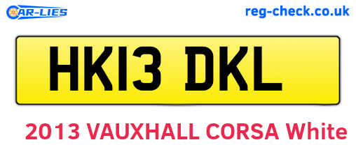 HK13DKL are the vehicle registration plates.