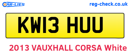 KW13HUU are the vehicle registration plates.