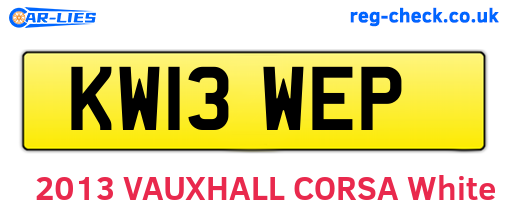 KW13WEP are the vehicle registration plates.