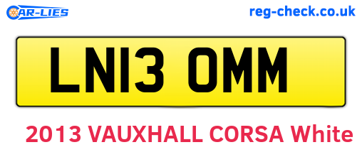 LN13OMM are the vehicle registration plates.