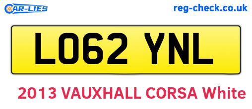 LO62YNL are the vehicle registration plates.