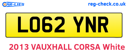 LO62YNR are the vehicle registration plates.
