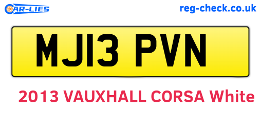 MJ13PVN are the vehicle registration plates.