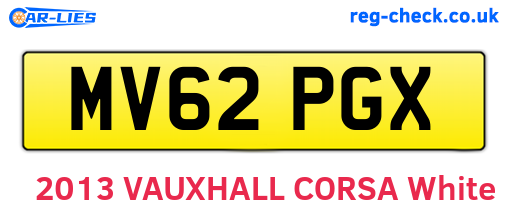 MV62PGX are the vehicle registration plates.