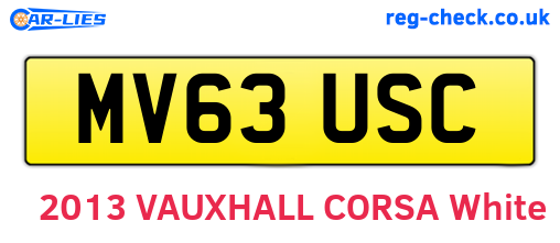 MV63USC are the vehicle registration plates.