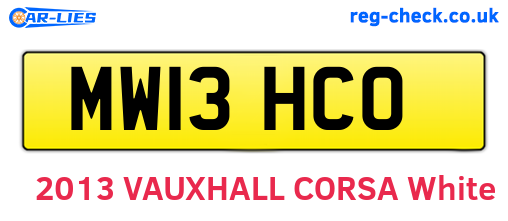 MW13HCO are the vehicle registration plates.