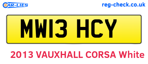 MW13HCY are the vehicle registration plates.