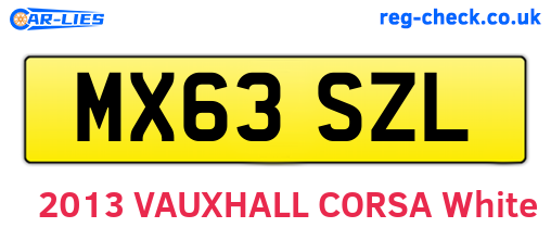 MX63SZL are the vehicle registration plates.
