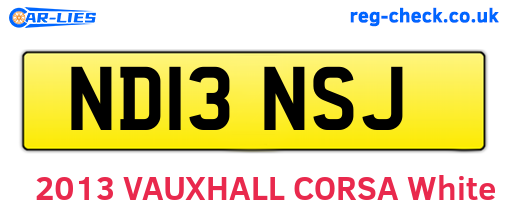 ND13NSJ are the vehicle registration plates.