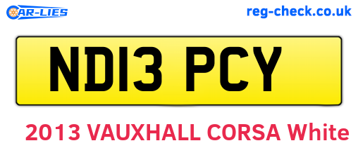 ND13PCY are the vehicle registration plates.