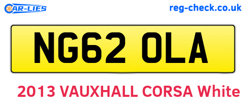 NG62OLA are the vehicle registration plates.