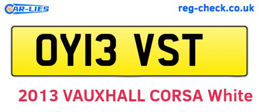 OY13VST are the vehicle registration plates.