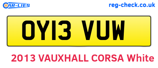 OY13VUW are the vehicle registration plates.