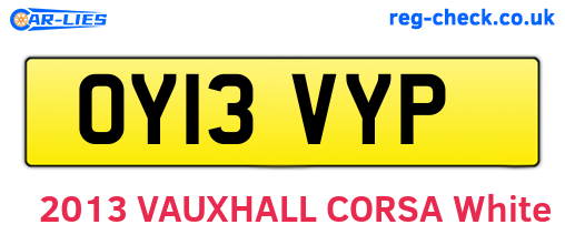 OY13VYP are the vehicle registration plates.