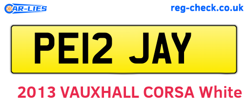 PE12JAY are the vehicle registration plates.