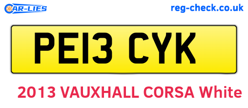 PE13CYK are the vehicle registration plates.