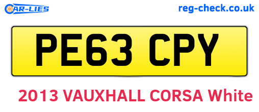 PE63CPY are the vehicle registration plates.