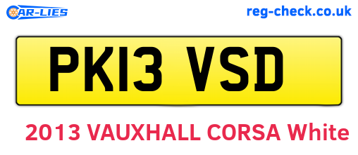 PK13VSD are the vehicle registration plates.