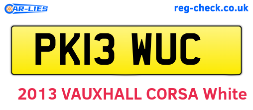 PK13WUC are the vehicle registration plates.