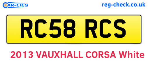 RC58RCS are the vehicle registration plates.