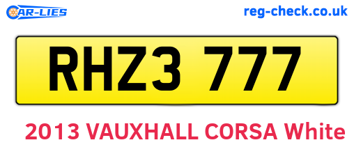 RHZ3777 are the vehicle registration plates.