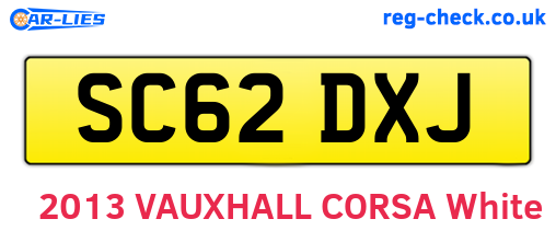 SC62DXJ are the vehicle registration plates.