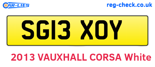SG13XOY are the vehicle registration plates.
