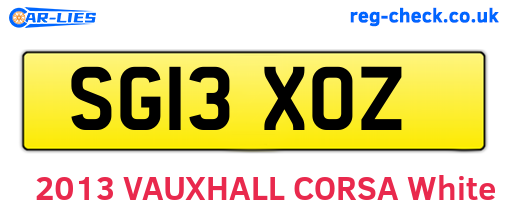SG13XOZ are the vehicle registration plates.