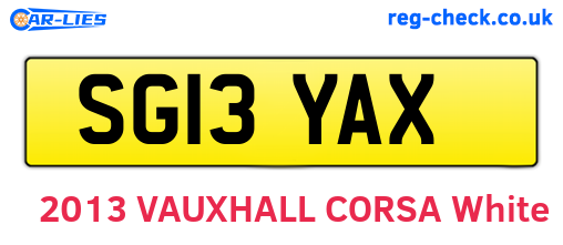 SG13YAX are the vehicle registration plates.