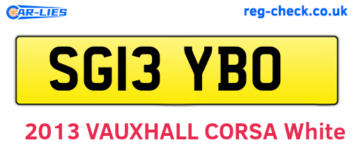 SG13YBO are the vehicle registration plates.