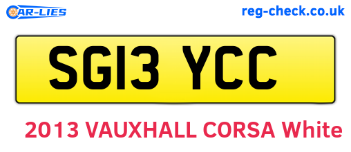 SG13YCC are the vehicle registration plates.