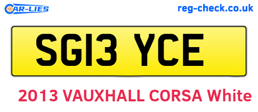 SG13YCE are the vehicle registration plates.
