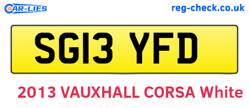 SG13YFD are the vehicle registration plates.