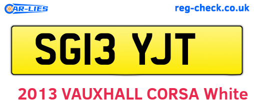 SG13YJT are the vehicle registration plates.