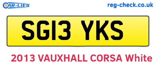 SG13YKS are the vehicle registration plates.