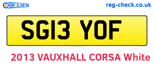 SG13YOF are the vehicle registration plates.