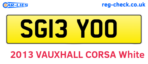 SG13YOO are the vehicle registration plates.