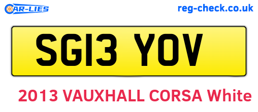 SG13YOV are the vehicle registration plates.
