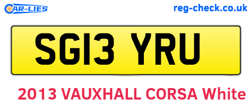 SG13YRU are the vehicle registration plates.