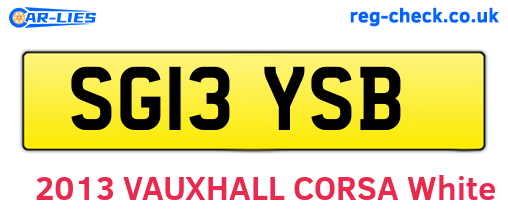 SG13YSB are the vehicle registration plates.