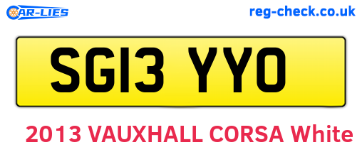 SG13YYO are the vehicle registration plates.
