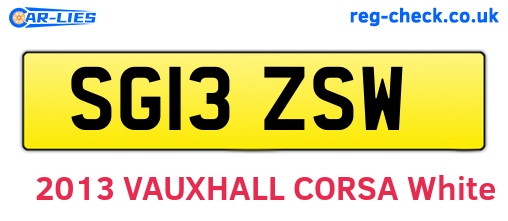 SG13ZSW are the vehicle registration plates.